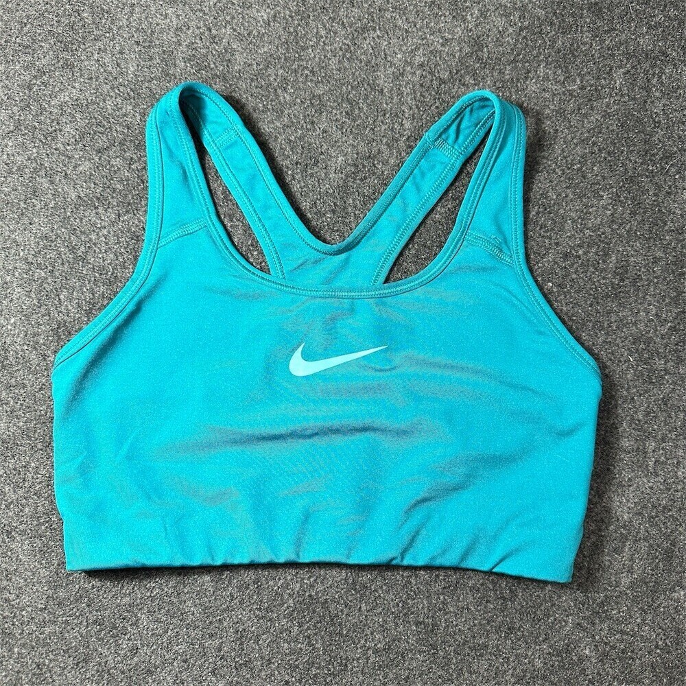 Nike Dri-FIT Swoosh Sports Bra Womens M Teal Racerback Low Support